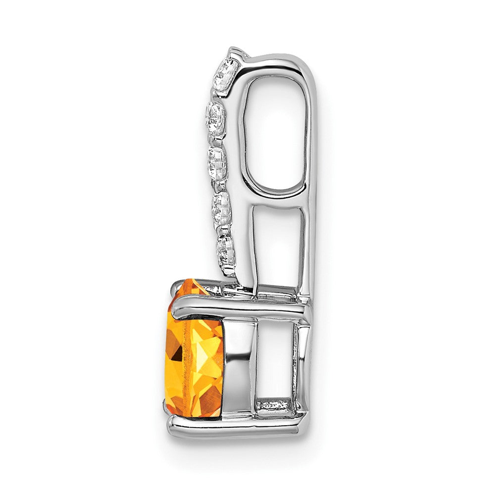 Anhänger aus 14K Weißgold mit rundem Citrin und echten Diamanten
