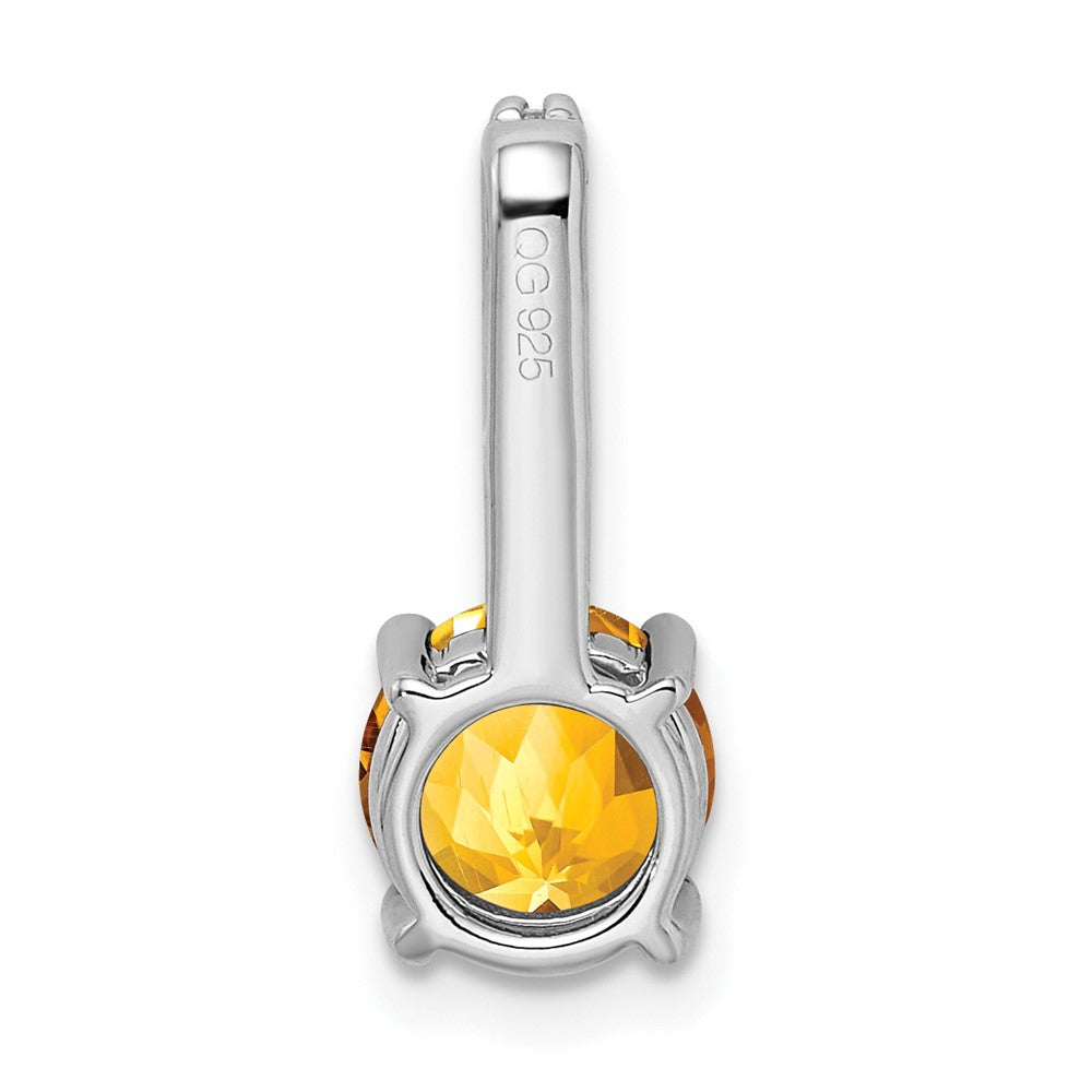 Anhänger aus 14K Weißgold mit rundem Citrin und echten Diamanten
