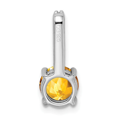 Anhänger aus 14K Weißgold mit rundem Citrin und echten Diamanten