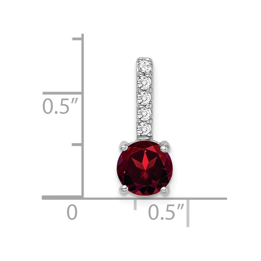 14K Weißgold Anhänger mit rundem Granat und echten Diamanten