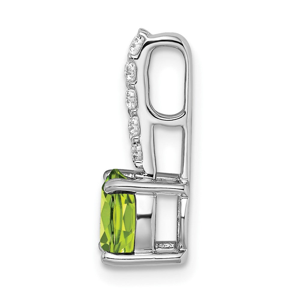 14K Weißgold Anhänger mit rundem Peridot und echtem Diamant
