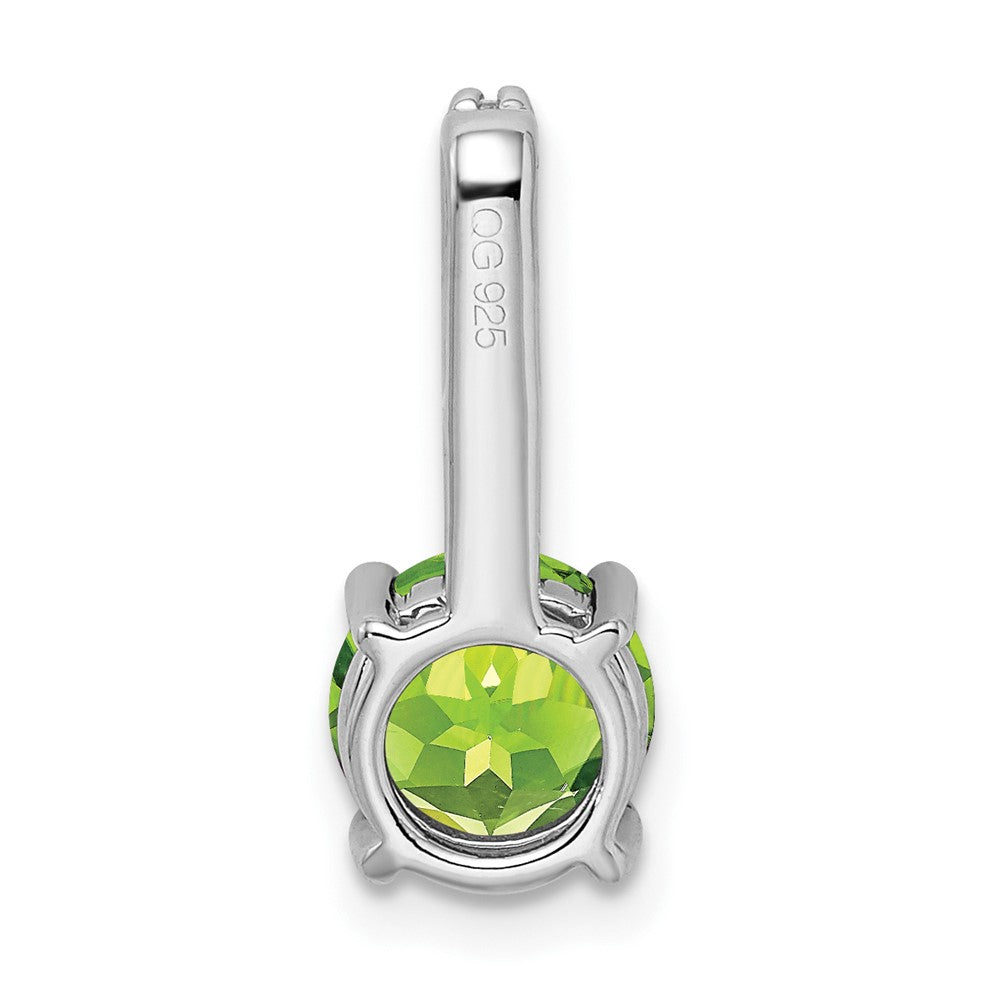 14K Weißgold Anhänger mit rundem Peridot und echtem Diamant