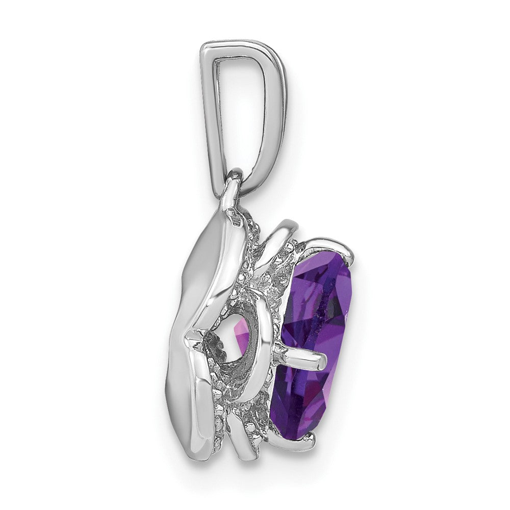 14K Weißgold Kissenschliff-Amethyst- und Echtdiamant-Anhänger