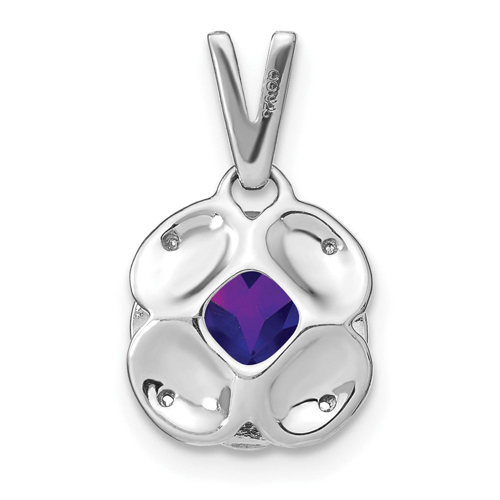 14K Weißgold Kissenschliff-Amethyst- und Echtdiamant-Anhänger