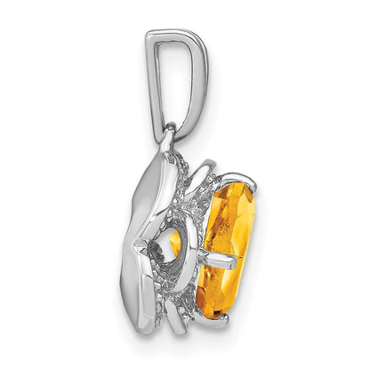 14K Weißgold Anhänger mit Citrin im Kissenschliff und echten Diamanten