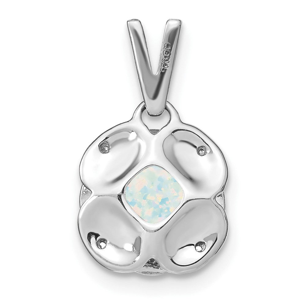 14K Weißgold-Anhänger mit synthetischem Opal im Kissenschliff und echtem Diamant