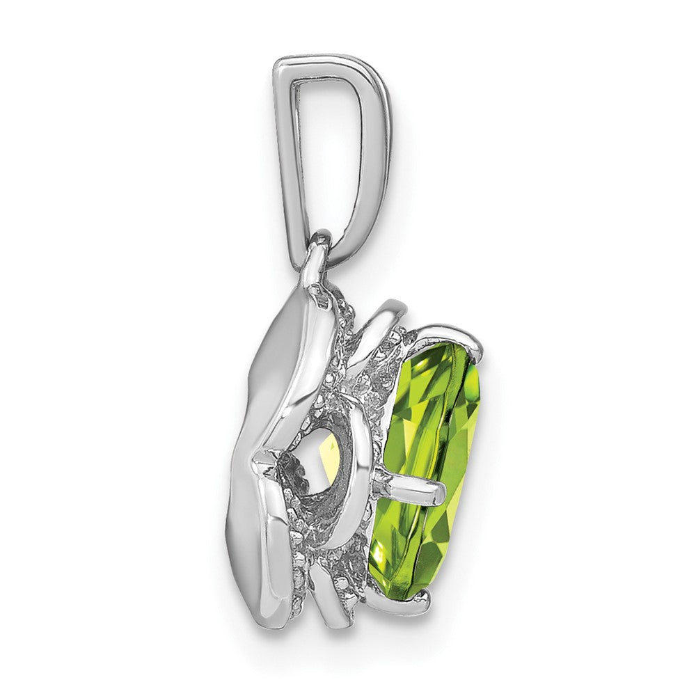 14K Weißgold Anhänger mit Kissenschliff-Peridot und echtem Diamant