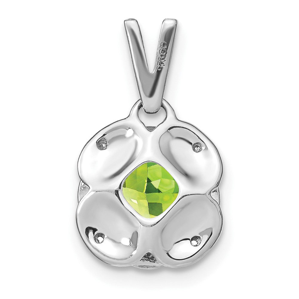 14K Weißgold Anhänger mit Kissenschliff-Peridot und echtem Diamant