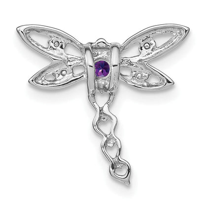 14K Weißgold Amethyst und Echt Diamant Libelle Kette Anhänger