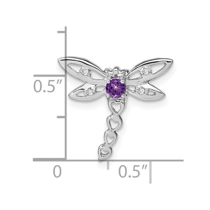 14K Weißgold Amethyst und Echt Diamant Libelle Kette Anhänger