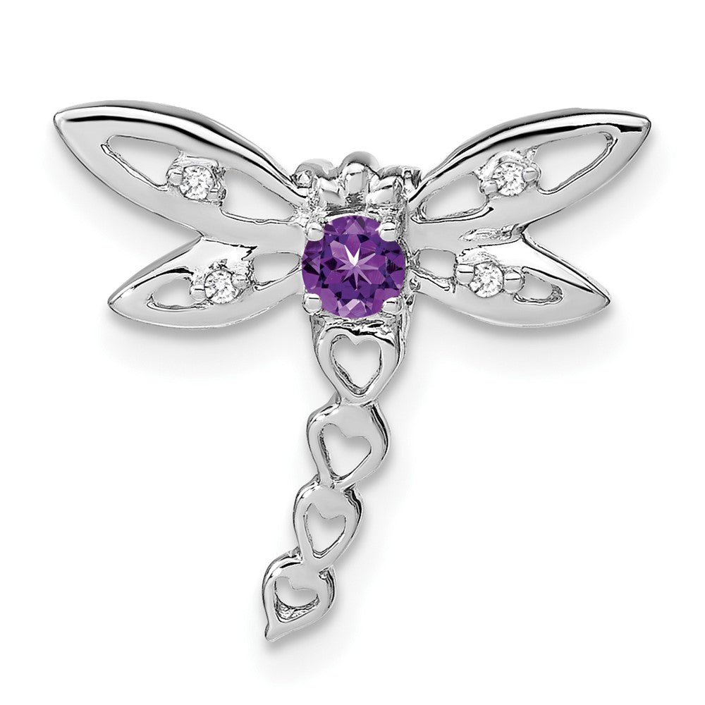 14K Weißgold Amethyst und Echt Diamant Libelle Kette Anhänger
