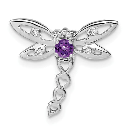 14K Weißgold Amethyst und Echt Diamant Libelle Kette Anhänger