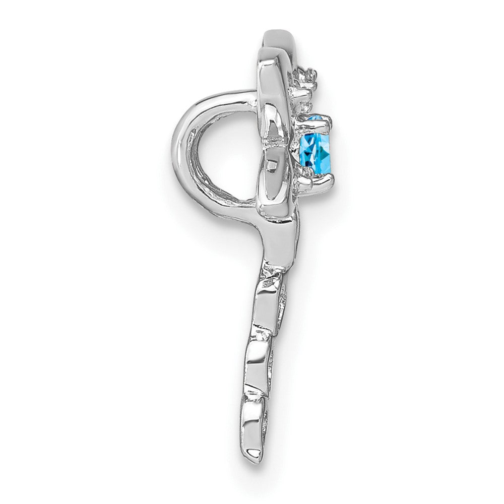 14K Weißgold Blautopas und Echt Diamant Libelle Kette Anhänger