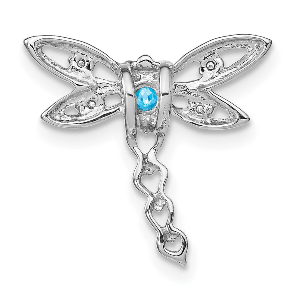 14K Weißgold Blautopas und Echt Diamant Libelle Kette Anhänger