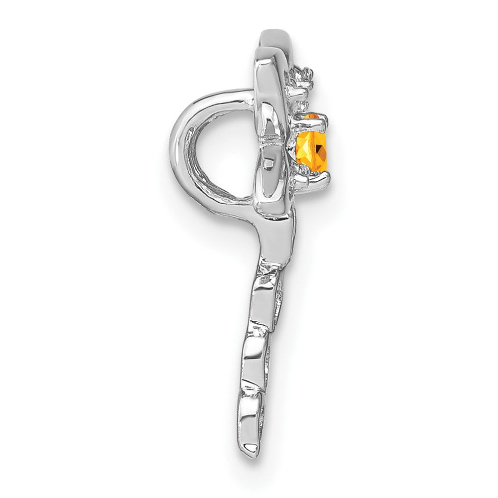 14K Weißgold Citrin und Echt Diamant Libelle Kette Anhänger