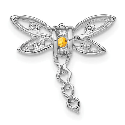 14K Weißgold Citrin und Echt Diamant Libelle Kette Anhänger