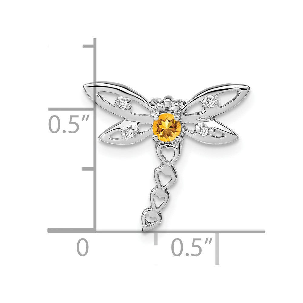 14K Weißgold Citrin und Echt Diamant Libelle Kette Anhänger
