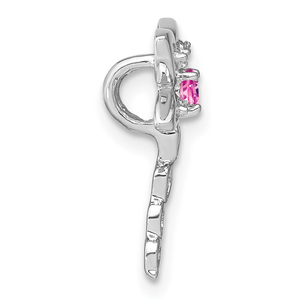 14K Weißgold Cr. Rosa Saphir und Echt Diamant Libelle Kette Anhänger