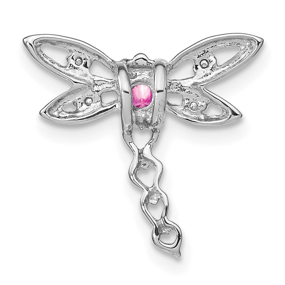 14K Weißgold Cr. Rosa Saphir und Echt Diamant Libelle Kette Anhänger