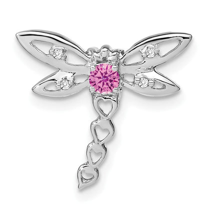14K Weißgold Cr. Rosa Saphir und Echt Diamant Libelle Kette Anhänger