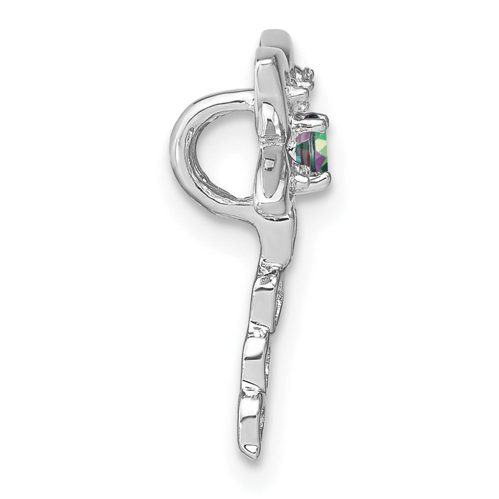 14K Weißgold Mystic Feuer Topas und Echt Diamant Libelle Kette Anhänger