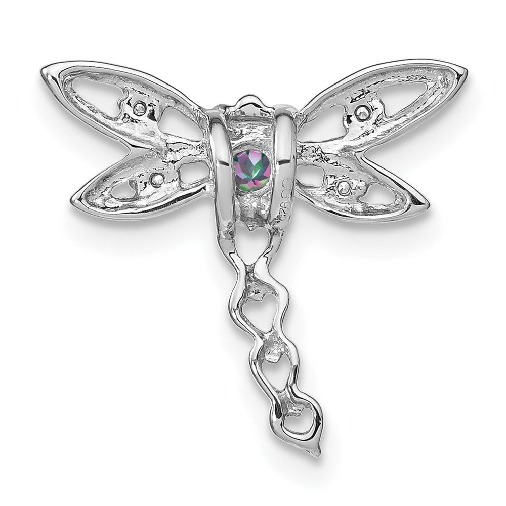 14K Weißgold Mystic Feuer Topas und Echt Diamant Libelle Kette Anhänger