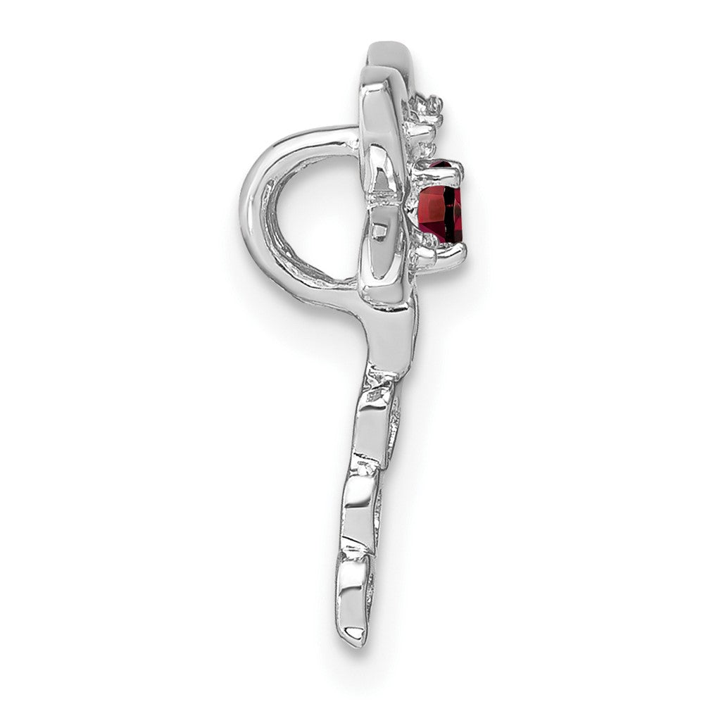 14K Weißgold Granat und Echt Diamant Libelle Kette Anhänger