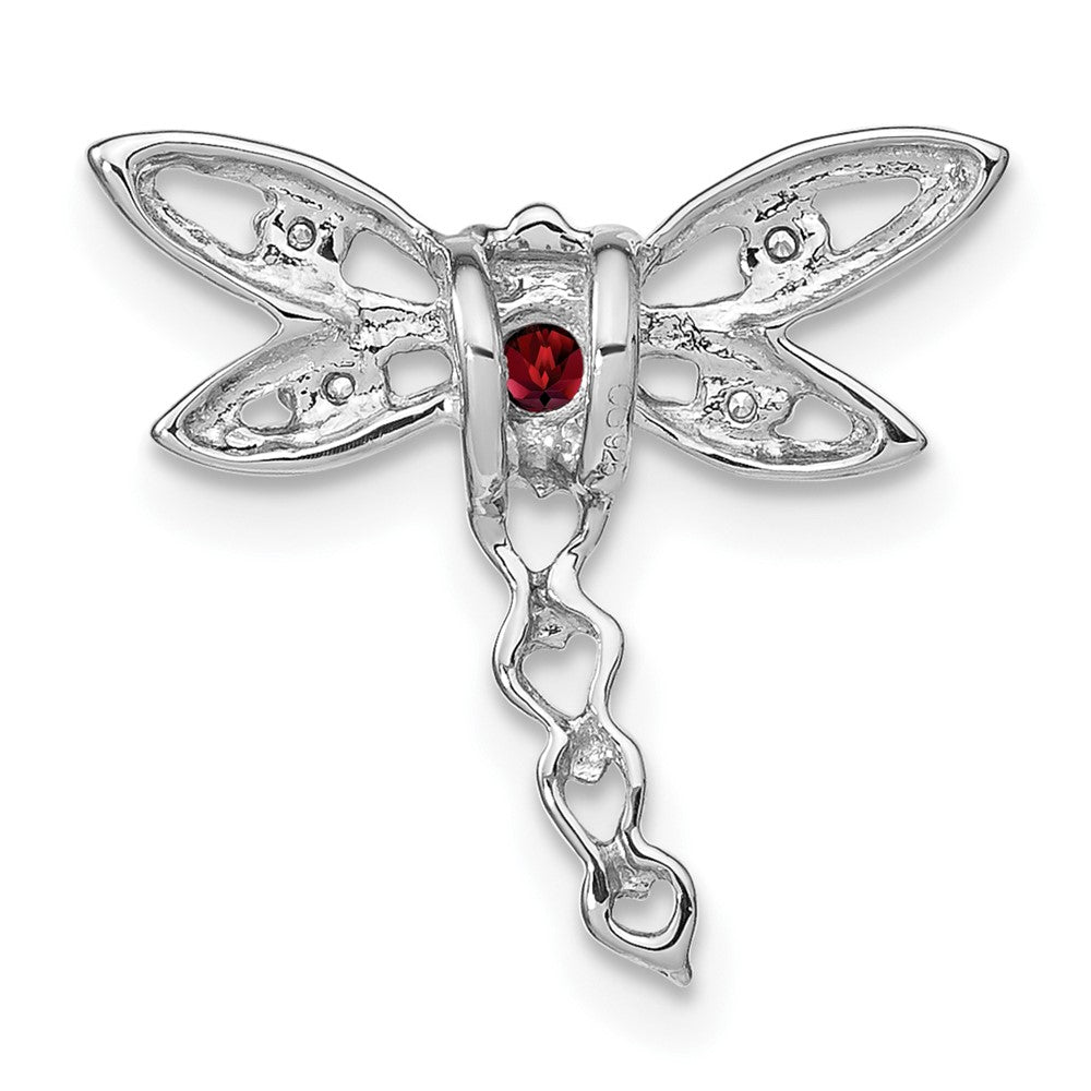 14K Weißgold Granat und Echt Diamant Libelle Kette Anhänger