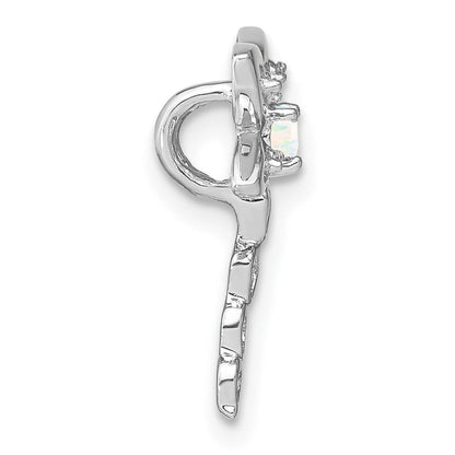 14K Weißgold Erzeugt Opal und Echt Diamant Libelle Kette Anhänger