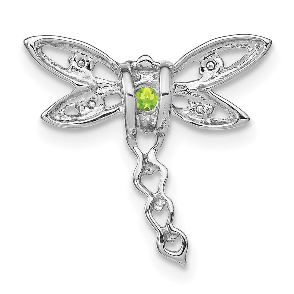 14K Weißgold Peridot und Echt Diamant Libelle Kette Anhänger