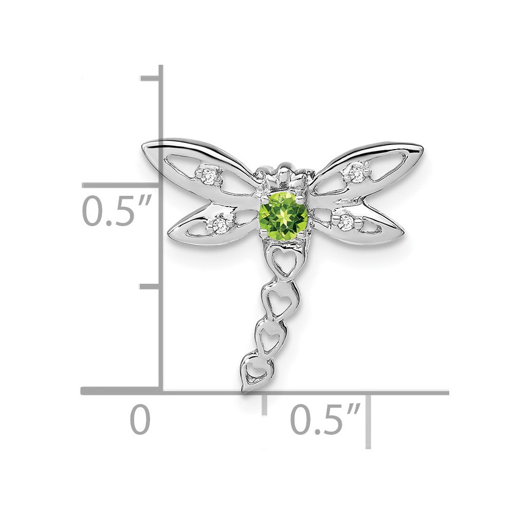 14K Weißgold Peridot und Echt Diamant Libelle Kette Anhänger