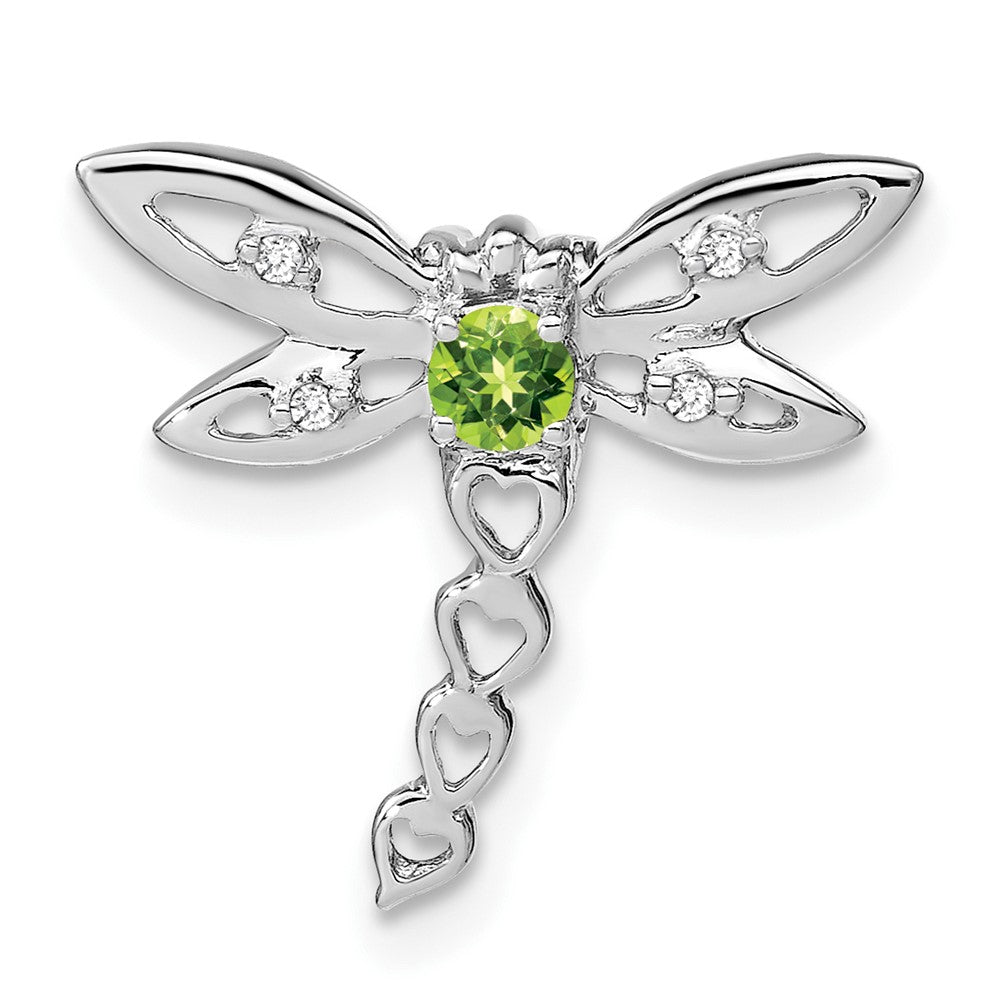14K Weißgold Peridot und Echt Diamant Libelle Kette Anhänger