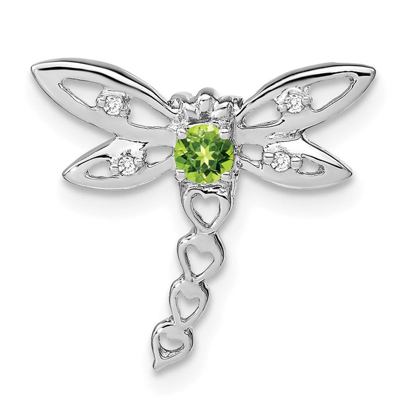 14K Weißgold Peridot und Echt Diamant Libelle Kette Anhänger