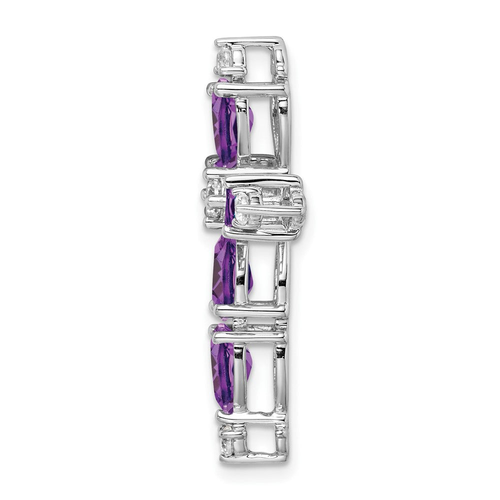 14K Weißgold Amethyst und Echt Diamant Kreuz Kette Anhänger