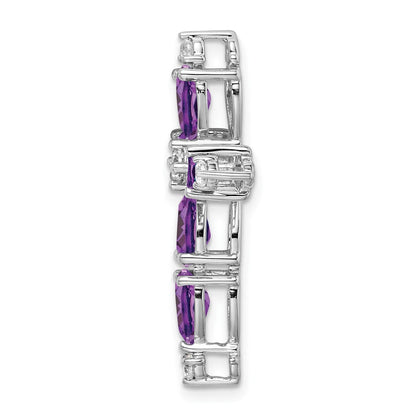 14K Weißgold Amethyst und Echt Diamant Kreuz Kette Anhänger