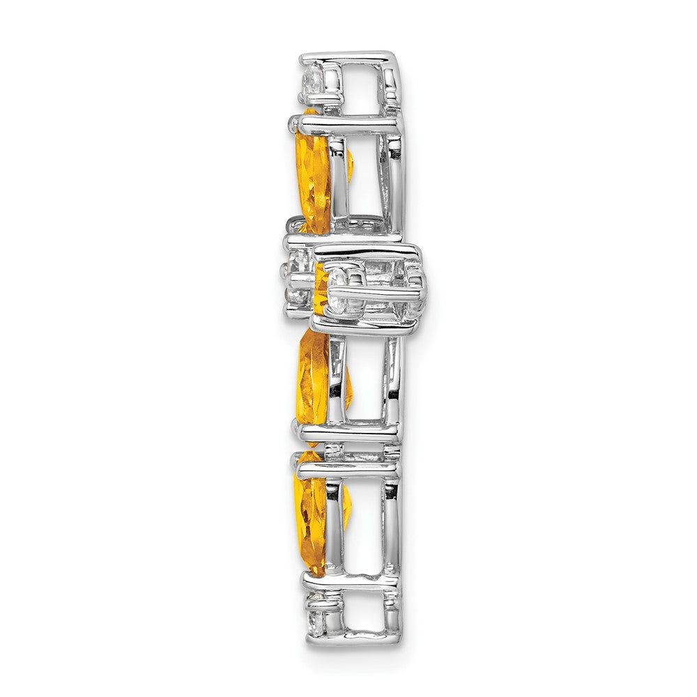 14K Weißgold Citrin und Echt Diamant Kreuz Kette Anhänger
