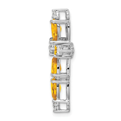 14K Weißgold Citrin und Echt Diamant Kreuz Kette Anhänger