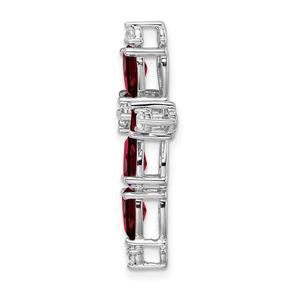 14K Weißgold Granat und Echt Diamant Kreuz Kette Anhänger