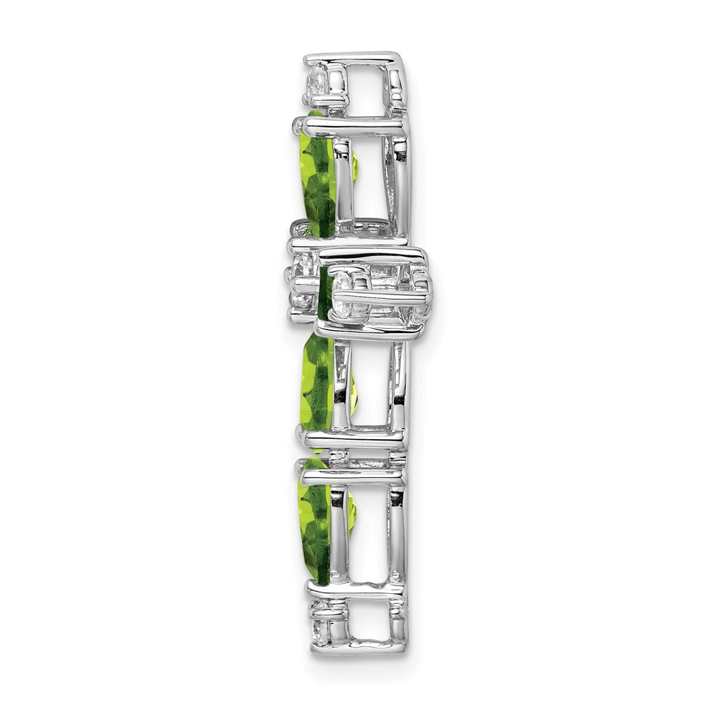 14K Weißgold Peridot und Echt Diamant Kreuz Kette Anhänger