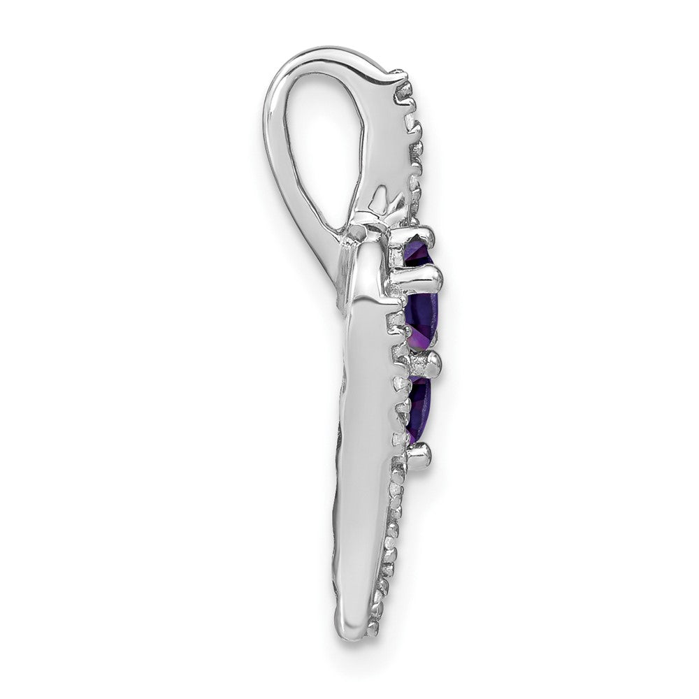 14K Weißgold Amethyst und Echt Diamant Kette Anhänger