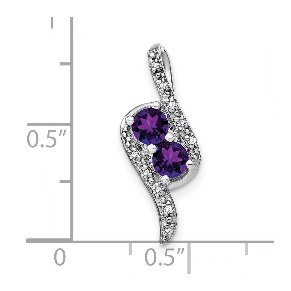 14K Weißgold Amethyst und Echt Diamant Kette Anhänger