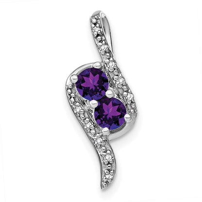 14K Weißgold Amethyst und Echt Diamant Kette Anhänger