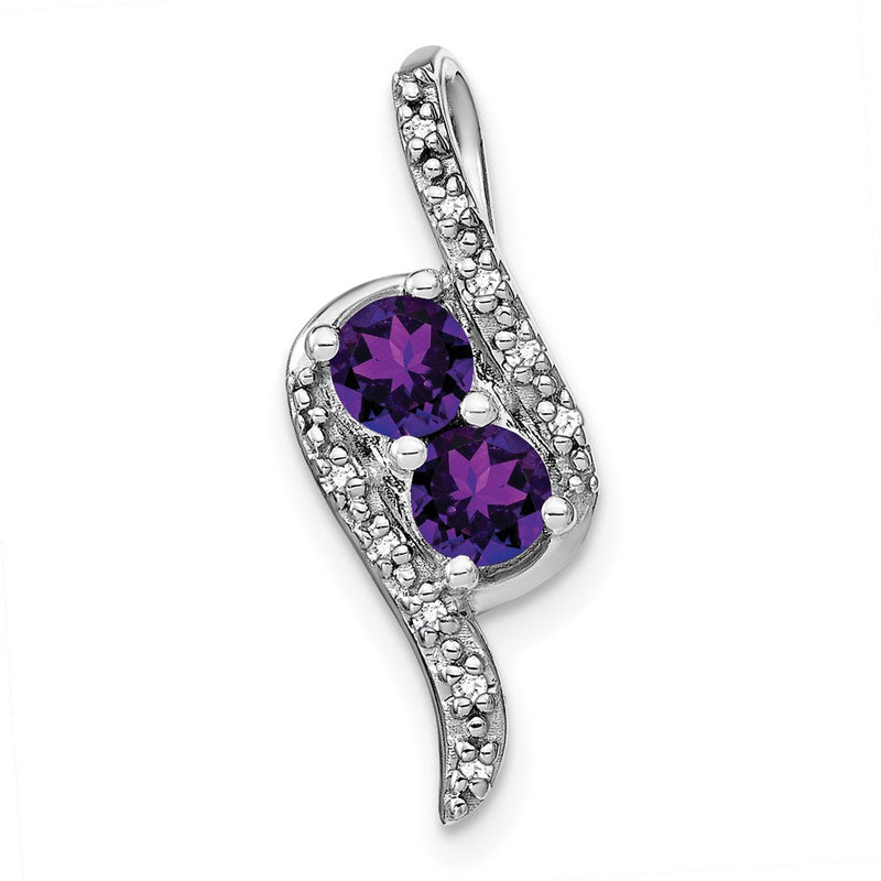 14K Weißgold Amethyst und Echt Diamant Kette Anhänger