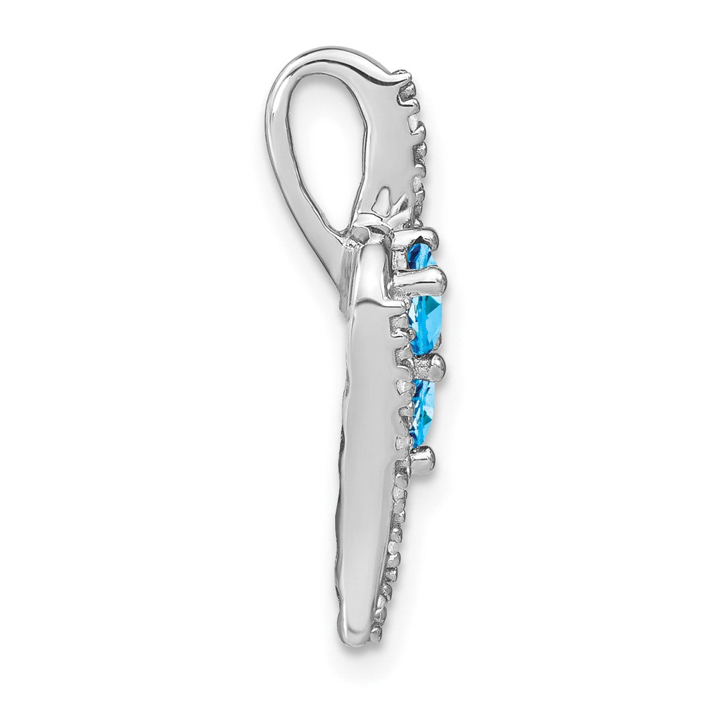 14K Weißgold Blautopas und Echt Diamant Kette Anhänger