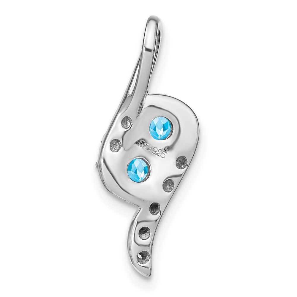 14K Weißgold Blautopas und Echt Diamant Kette Anhänger