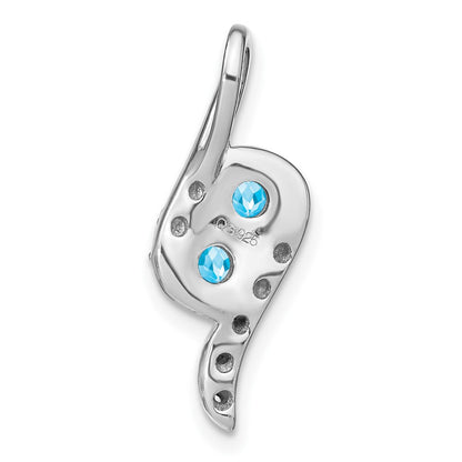 14K Weißgold Blautopas und Echt Diamant Kette Anhänger
