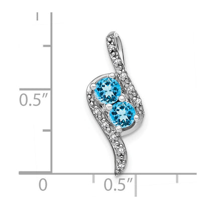 14K Weißgold Blautopas und Echt Diamant Kette Anhänger