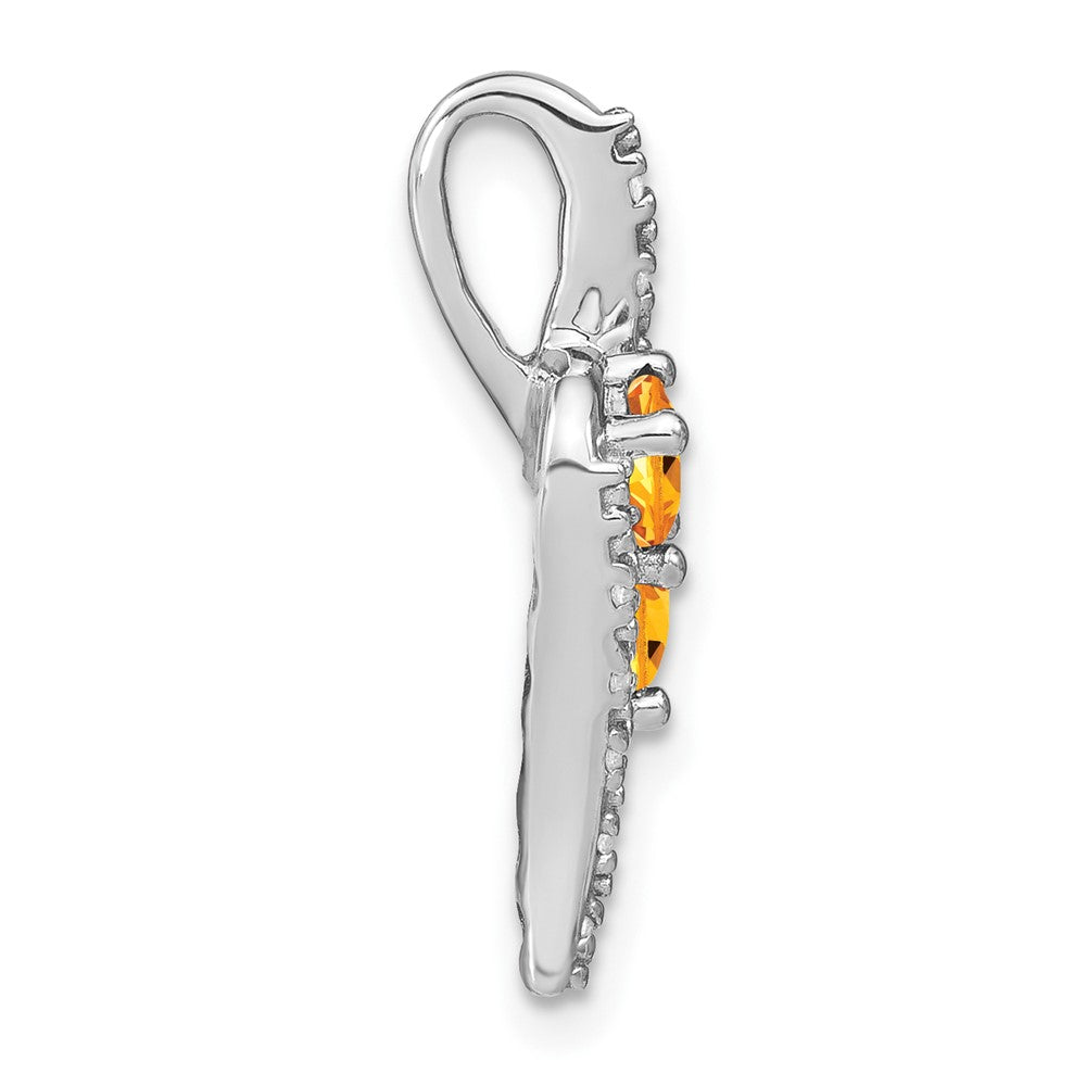 14K Weißgold Citrin und Echt Diamant Kette Anhänger