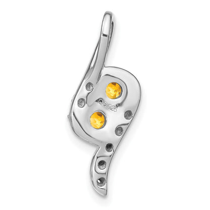 14K Weißgold Citrin und Echt Diamant Kette Anhänger