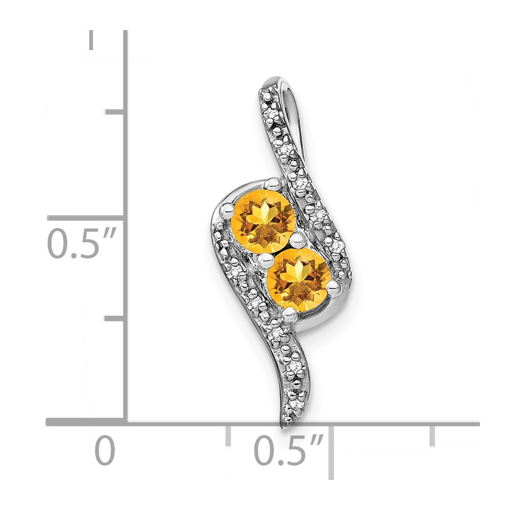 14K Weißgold Citrin und Echt Diamant Kette Anhänger
